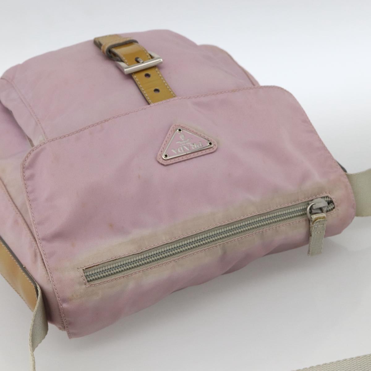 PRADA Shoulder Bag Nylon Pink Silver Auth LNZ394