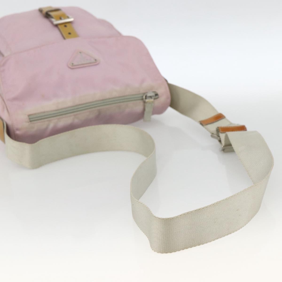 PRADA Shoulder Bag Nylon Pink Silver Auth LNZ394