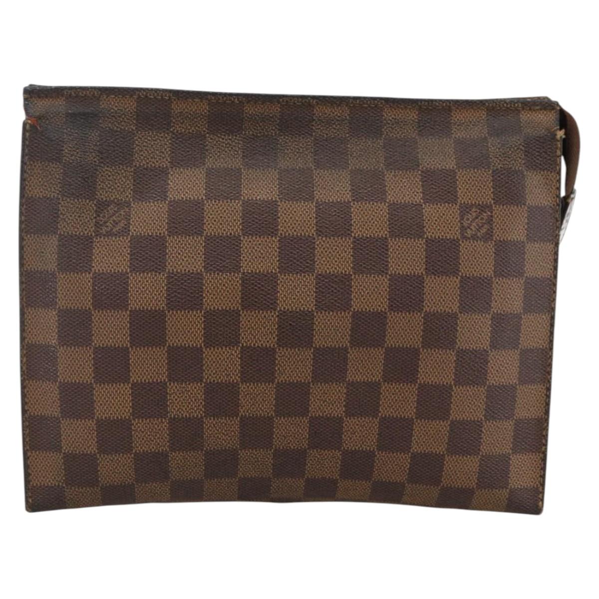 LOUIS VUITTON Damier Ebene Poche Toilette 26 Pouch N47543 LV Auth LNZ396
