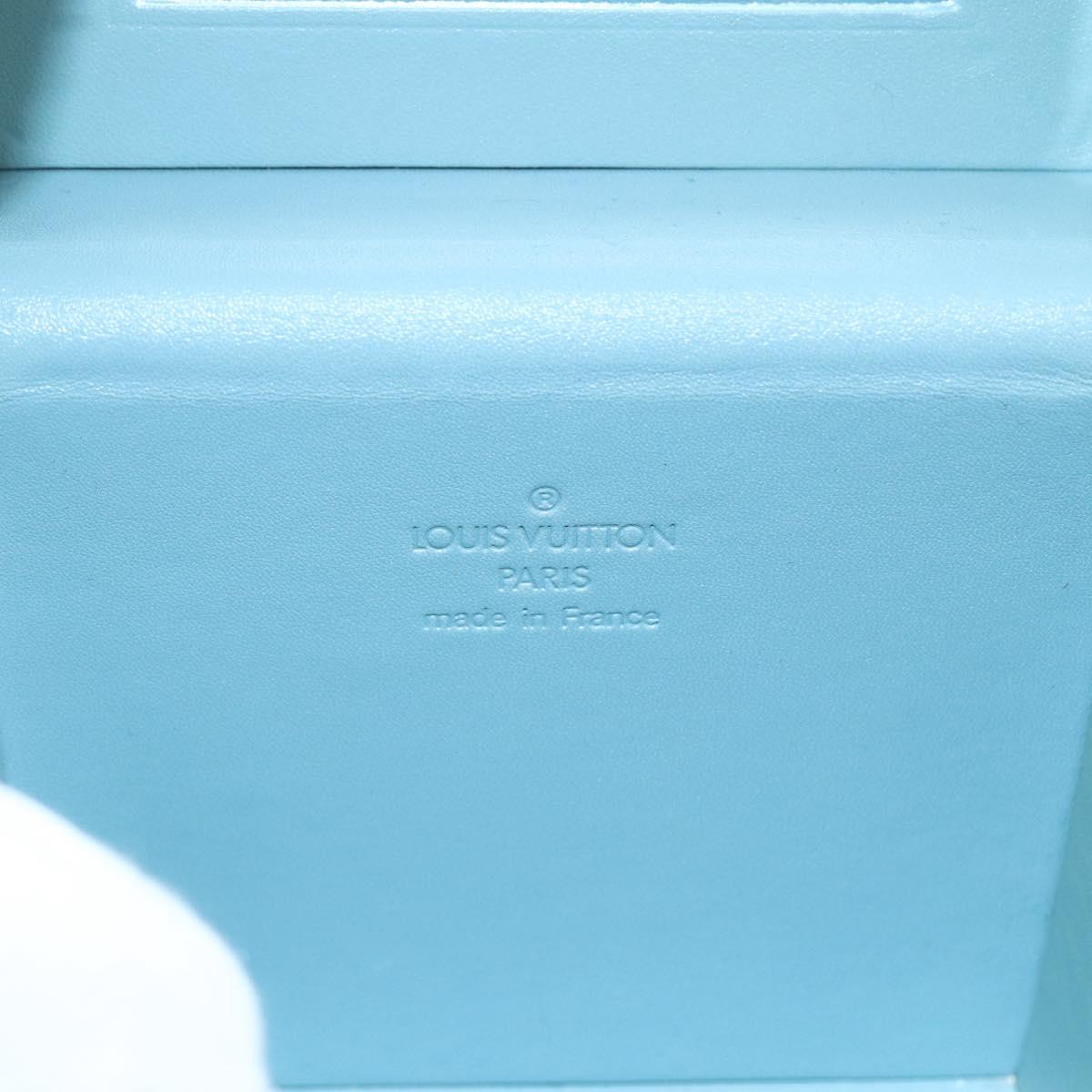 LOUIS VUITTON Vernis Bleecker Cosmetic Pouch Baby Blue M91003 Auth LNZ403