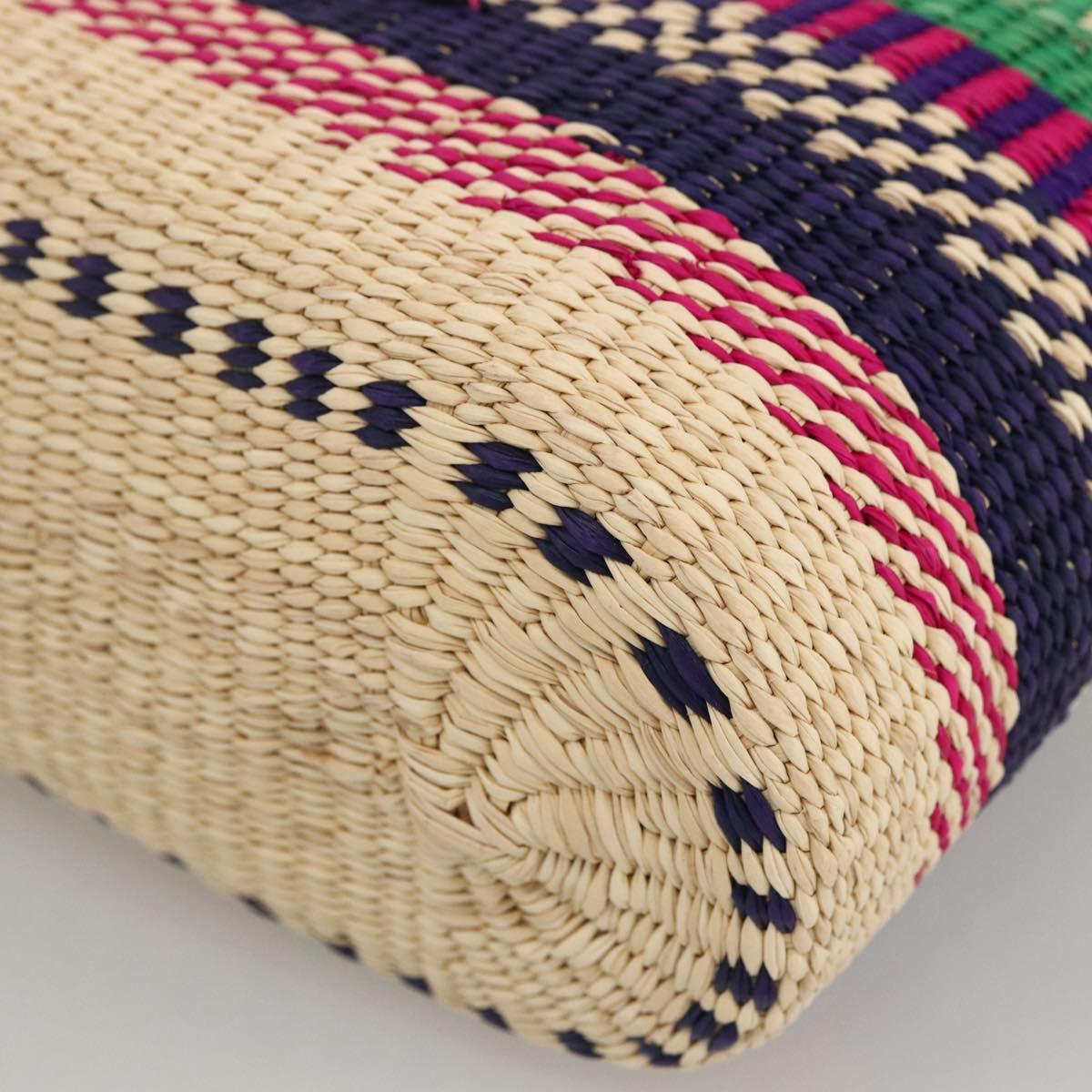 LOEWE Anagram Tote Bag Raffia Leather Pink Multicolor Auth LNZ404SAM