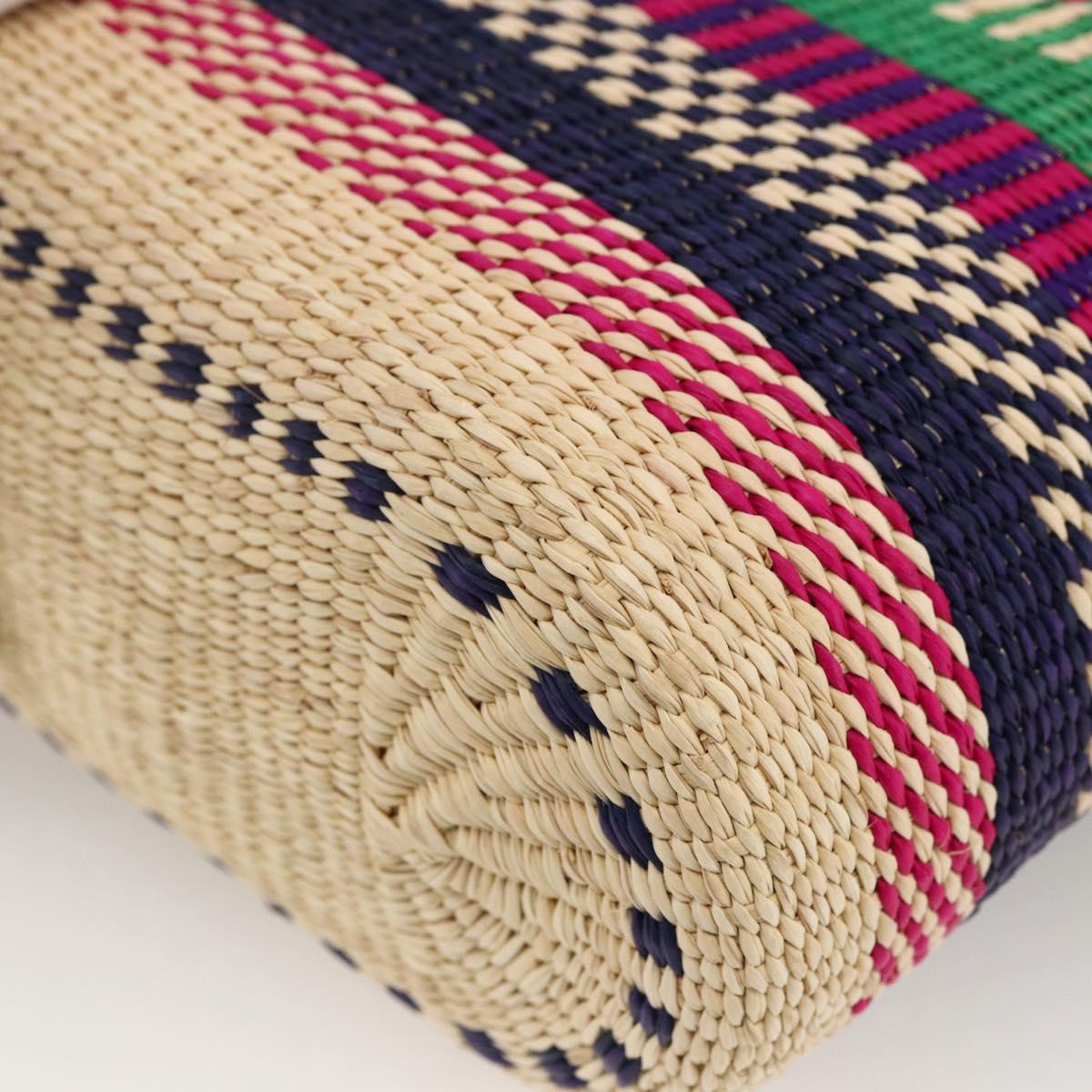 LOEWE Anagram Tote Bag Raffia Leather Pink Multicolor Auth LNZ404SAM