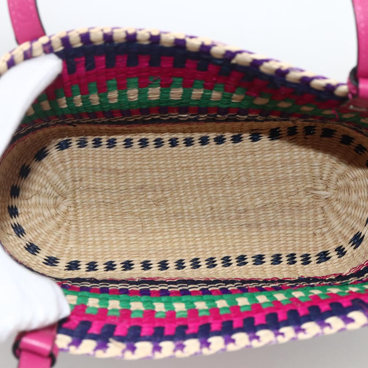 LOEWE Anagram Tote Bag Raffia Leather Pink Multicolor Auth LNZ404SAM