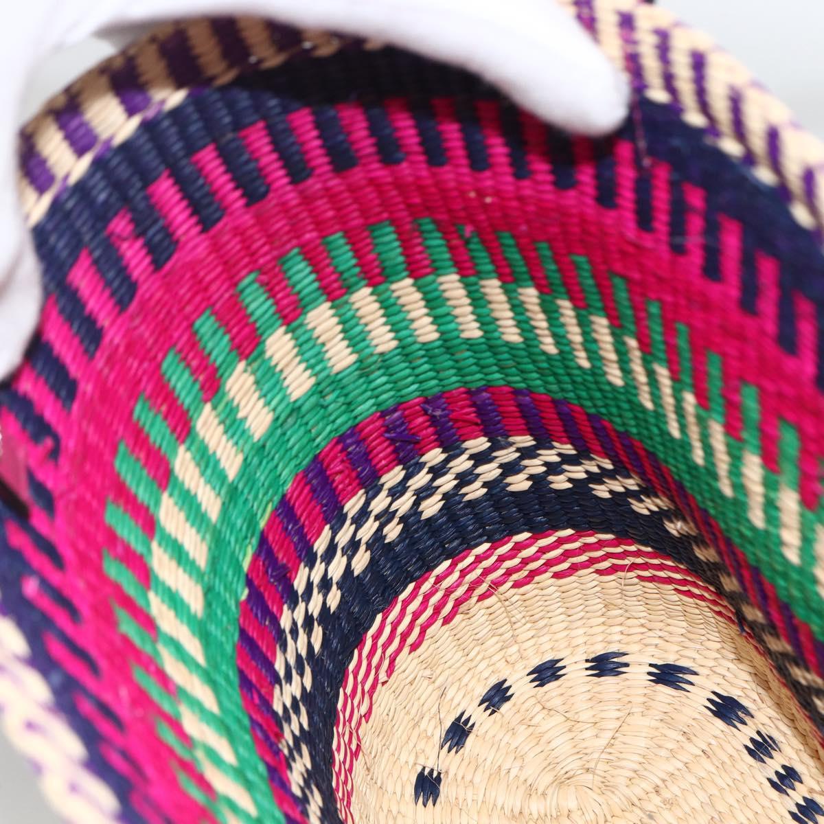 LOEWE Anagram Tote Bag Raffia Leather Pink Multicolor Auth LNZ404SAM