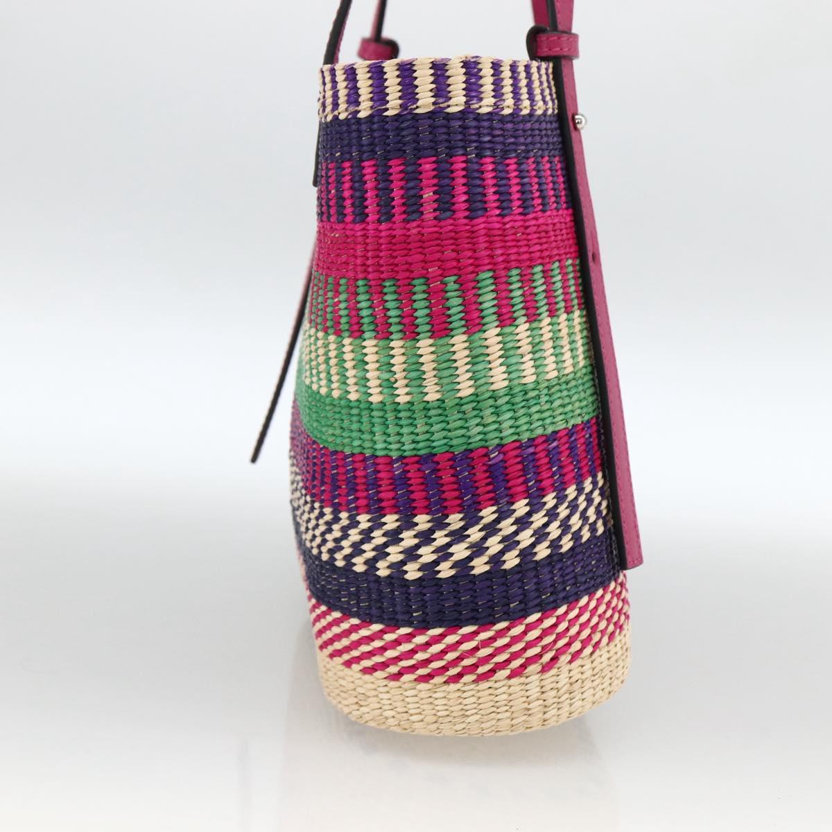 LOEWE Anagram Tote Bag Raffia Leather Pink Multicolor Auth LNZ404SAM