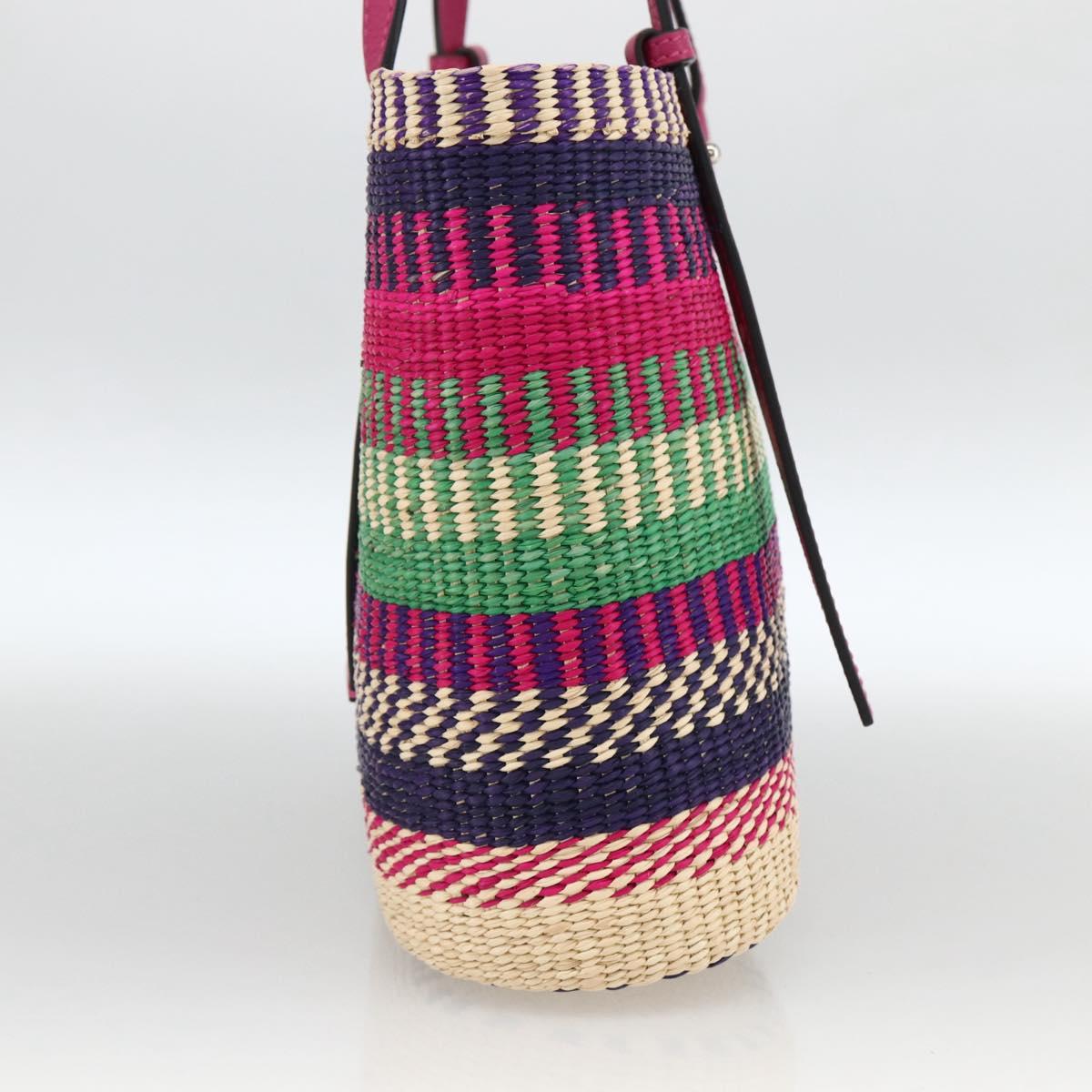 LOEWE Anagram Tote Bag Raffia Leather Pink Multicolor Auth LNZ404SAM