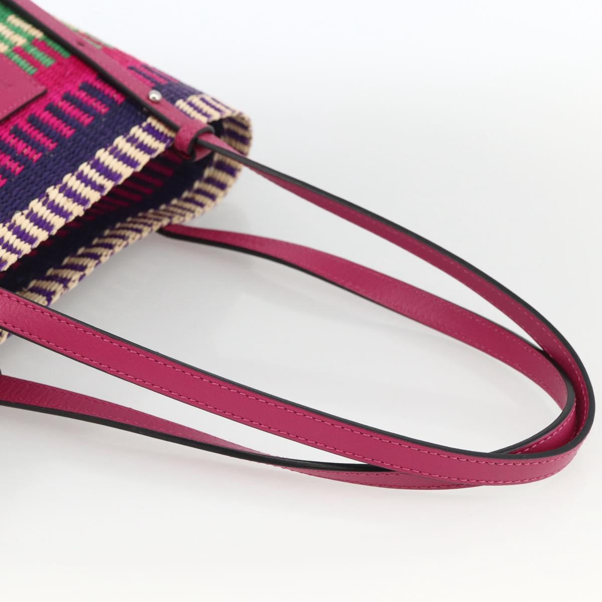 LOEWE Anagram Tote Bag Raffia Leather Pink Multicolor Auth LNZ404SAM