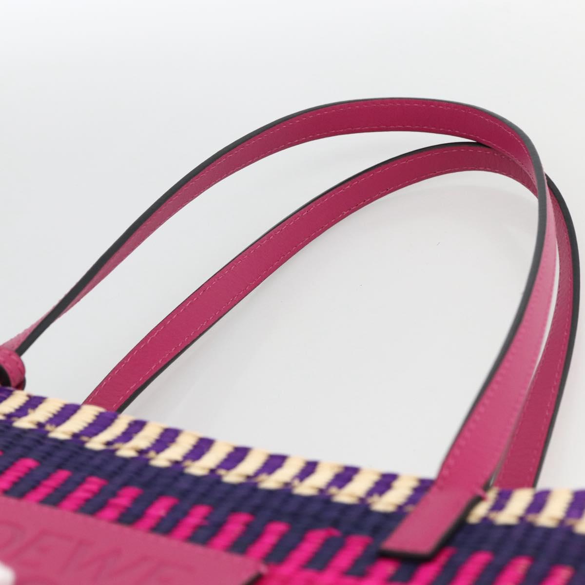 LOEWE Anagram Tote Bag Raffia Leather Pink Multicolor Auth LNZ404SAM