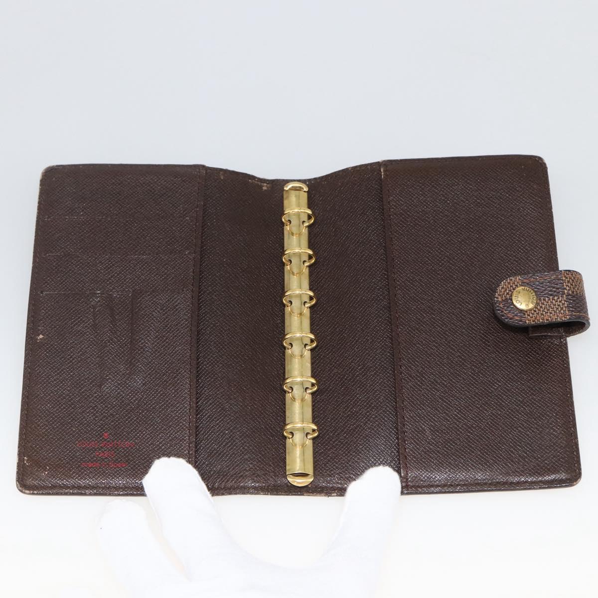 LOUIS VUITTON Damier Ebene Agenda PM Day Planner Cover R20700 LV Auth LNZ412