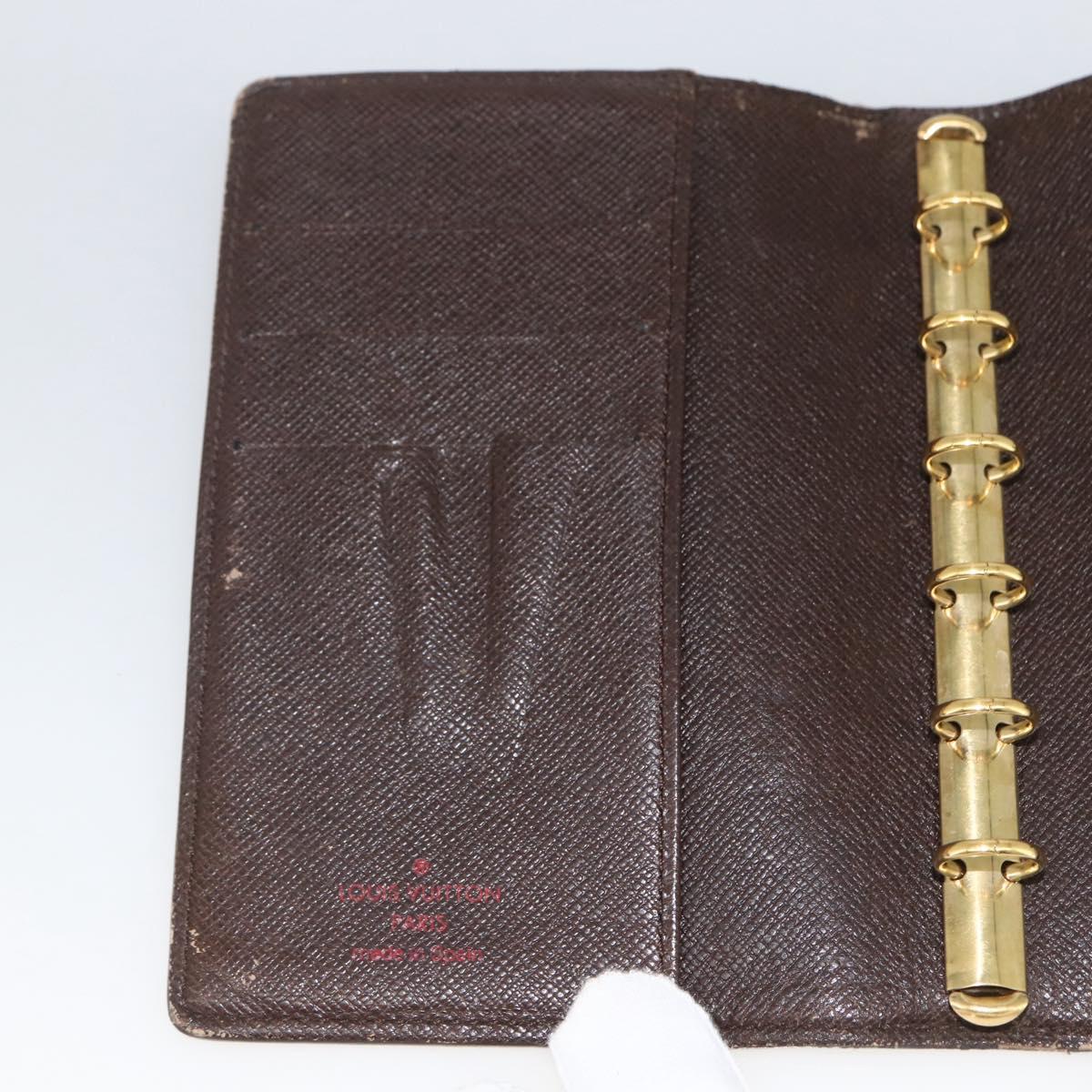 LOUIS VUITTON Damier Ebene Agenda PM Day Planner Cover R20700 LV Auth LNZ412