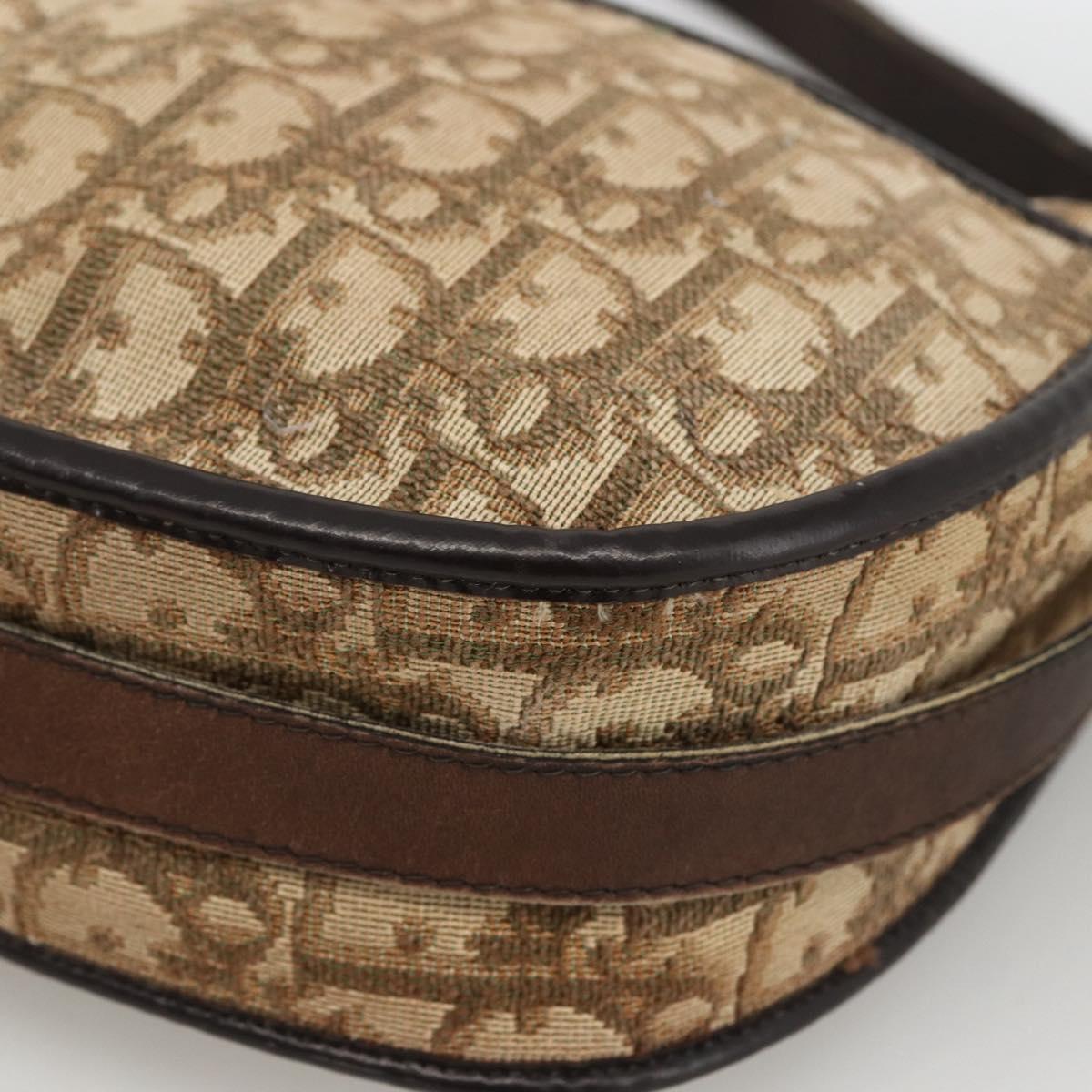 Christian Dior Trotter Canvas Shoulder Bag Beige Gold Auth LNZ423