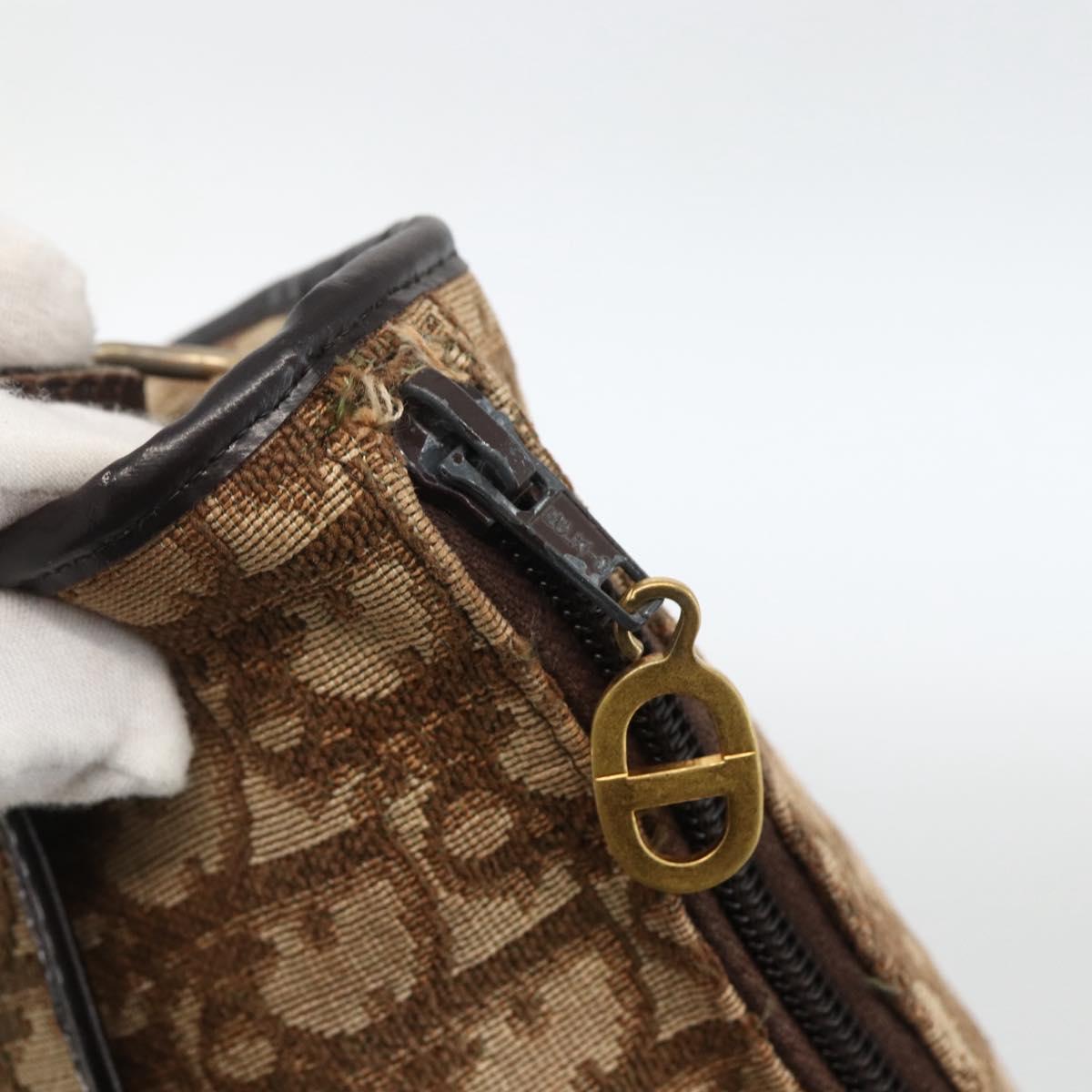 Christian Dior Trotter Canvas Shoulder Bag Beige Gold Auth LNZ423