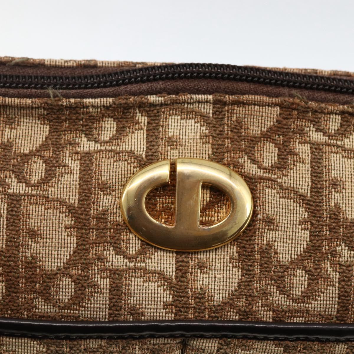Christian Dior Trotter Canvas Shoulder Bag Beige Gold Auth LNZ423