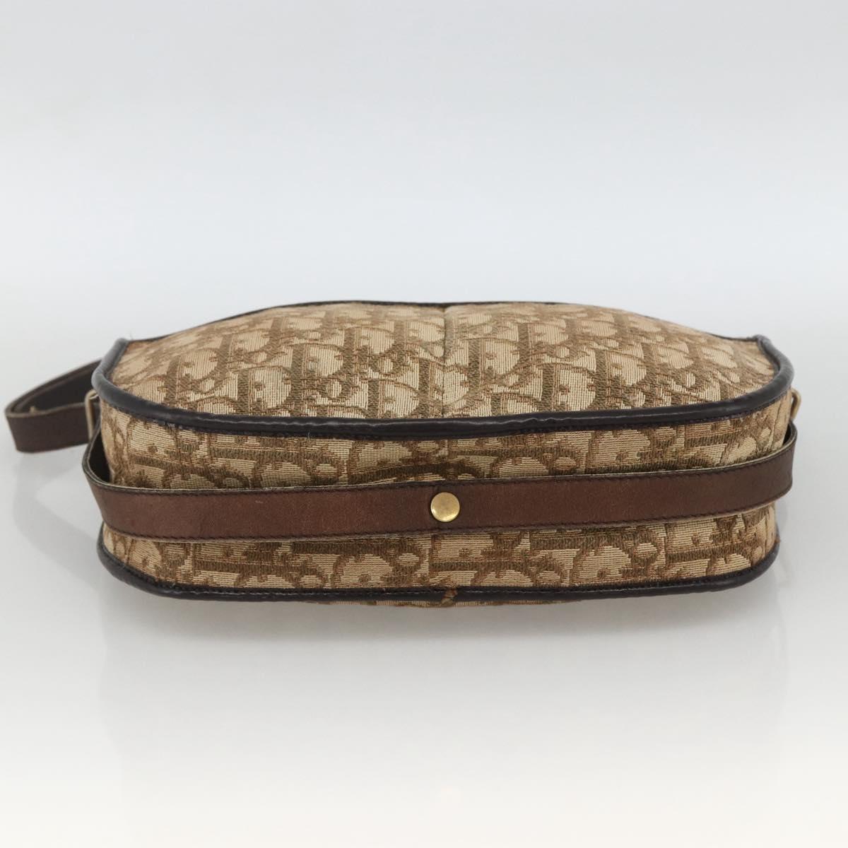 Christian Dior Trotter Canvas Shoulder Bag Beige Gold Auth LNZ423