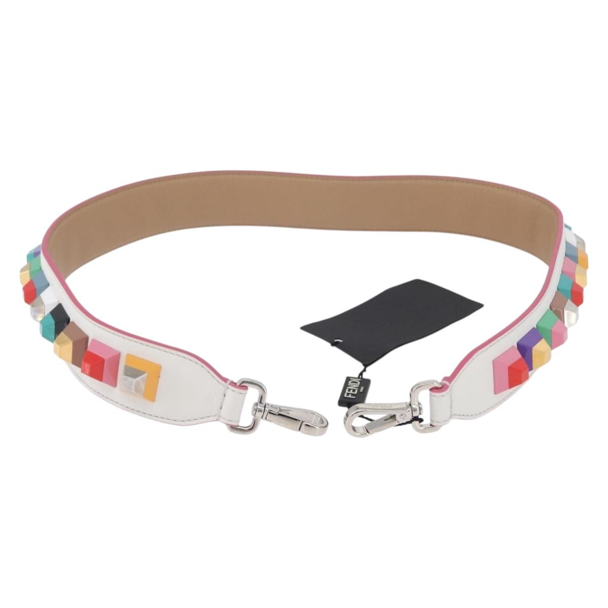 FENDI Shoulder Strap Leather Multicolor Auth LNZ424