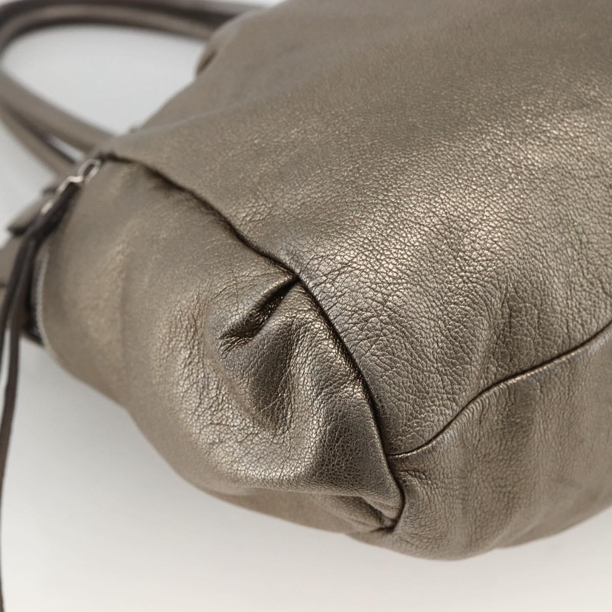 Salvatore Ferragamo Gancini Hand Bag Leather White Silver Auth LNZ426
