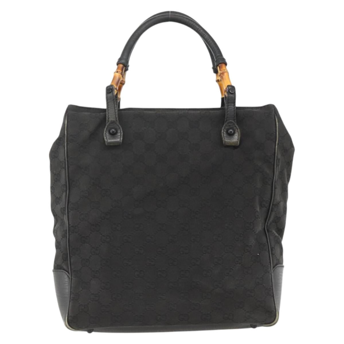 GUCCI Bamboo GG Canvas Hand Bag Black 112530 Auth LNZ427
