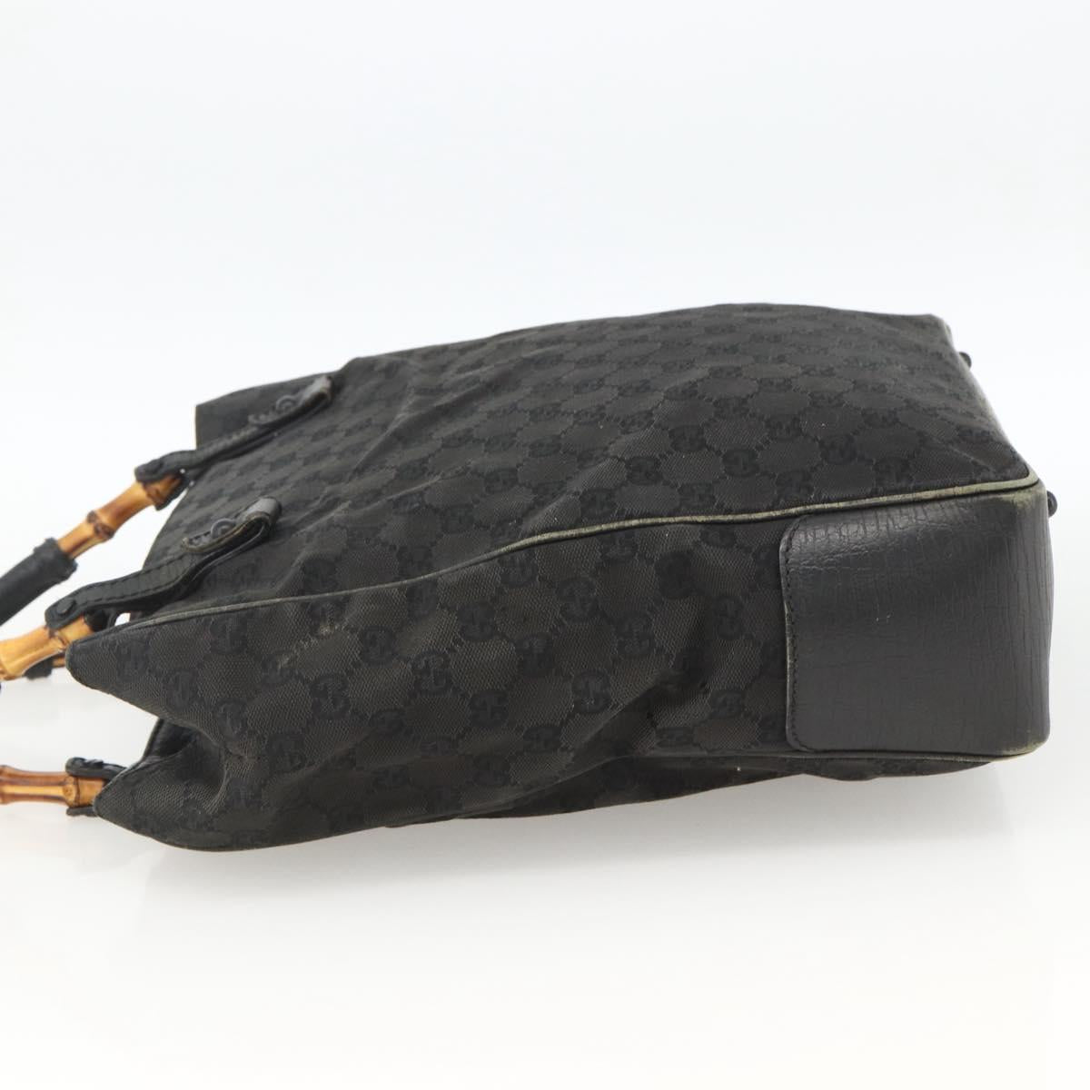 GUCCI Bamboo GG Canvas Hand Bag Black 112530 Auth LNZ427