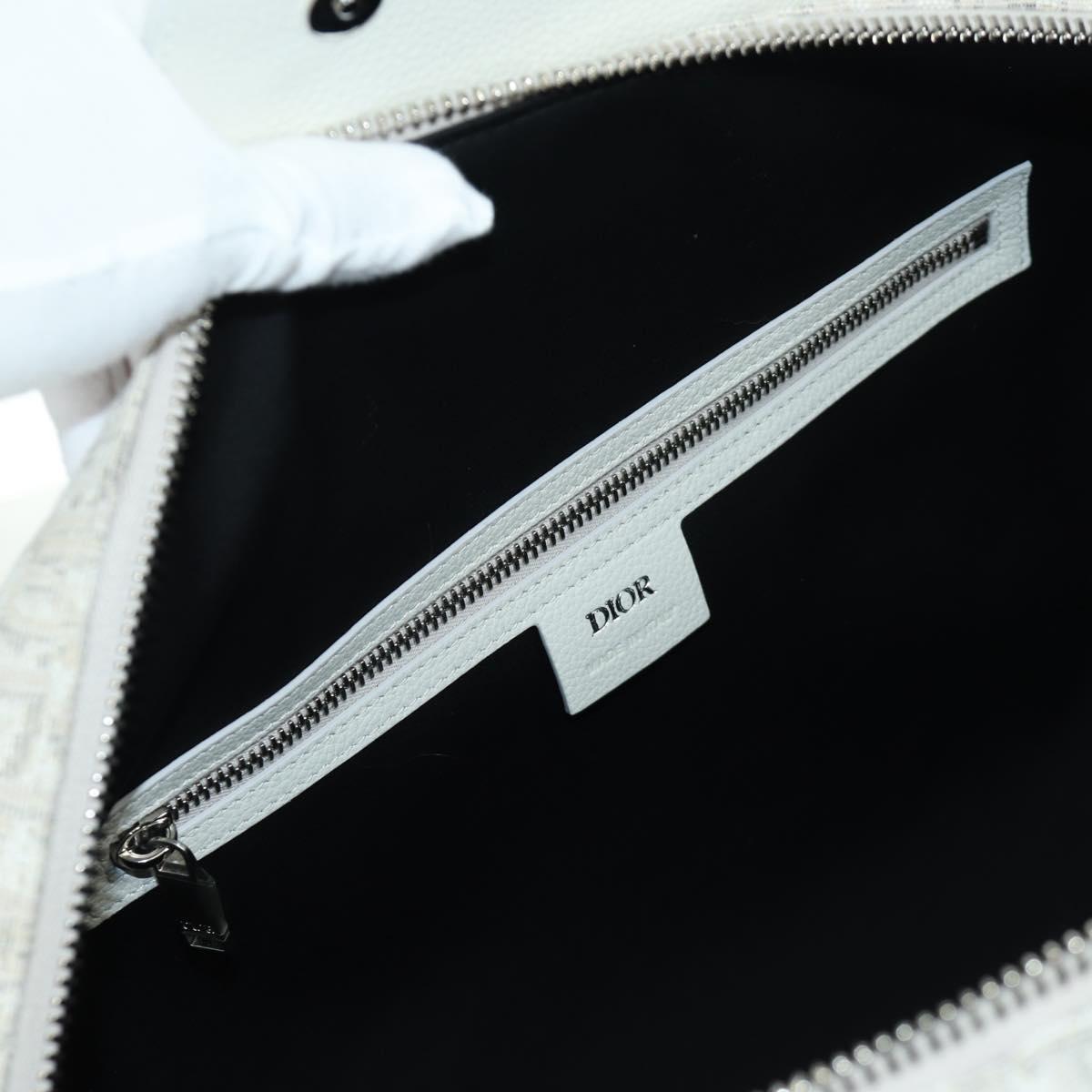 Christian Dior Trotter Canvas Boston Bag 2way White Auth LNZ433SM