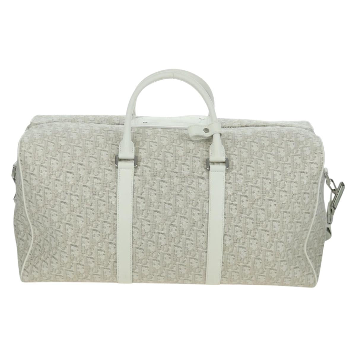 Christian Dior Trotter Canvas Boston Bag 2way White Auth LNZ433SM