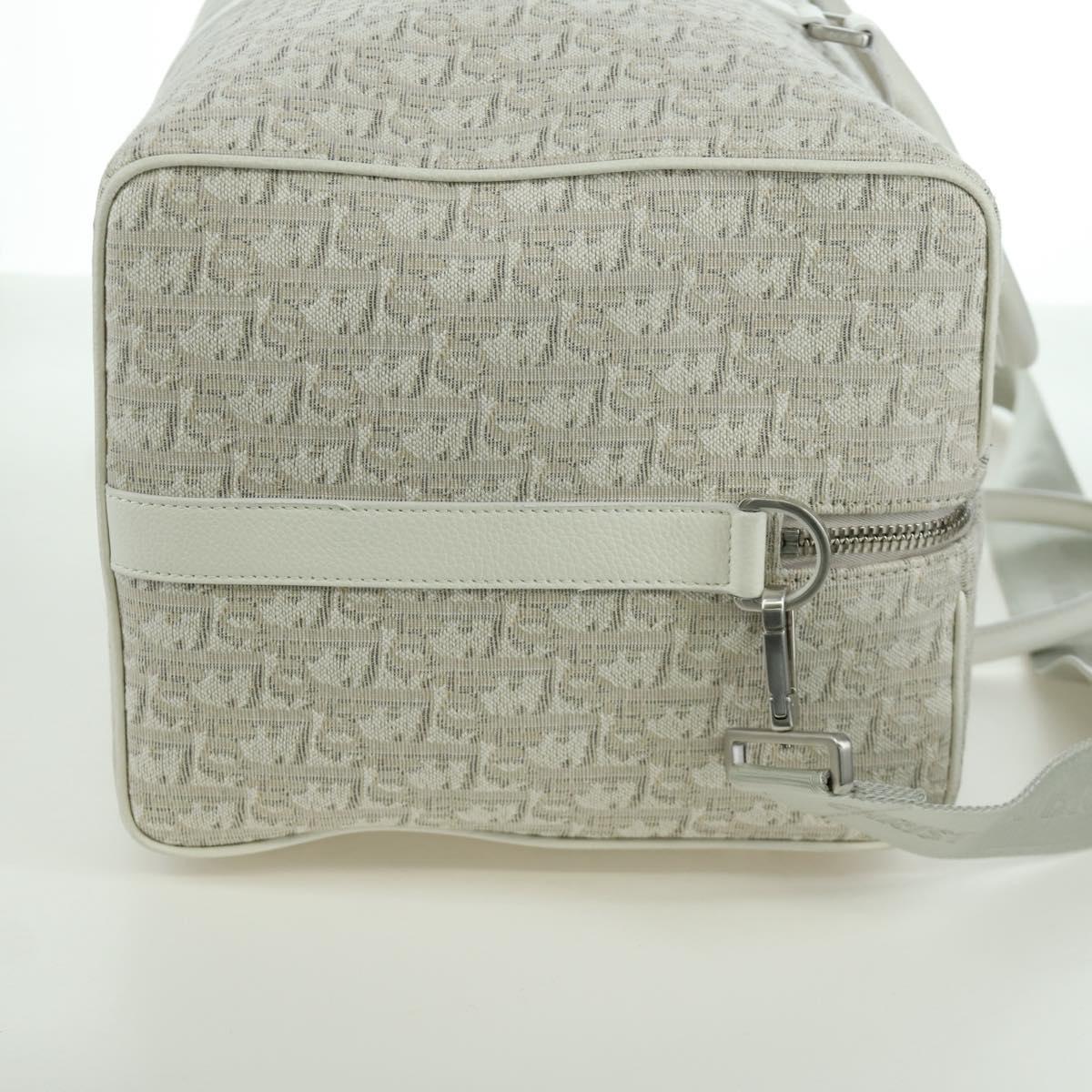 Christian Dior Trotter Canvas Boston Bag 2way White Auth LNZ433SM