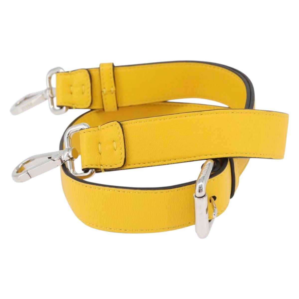 FENDI Leather Shoulder Strap 35.4""-43.3"" Yellow Auth LNZ434