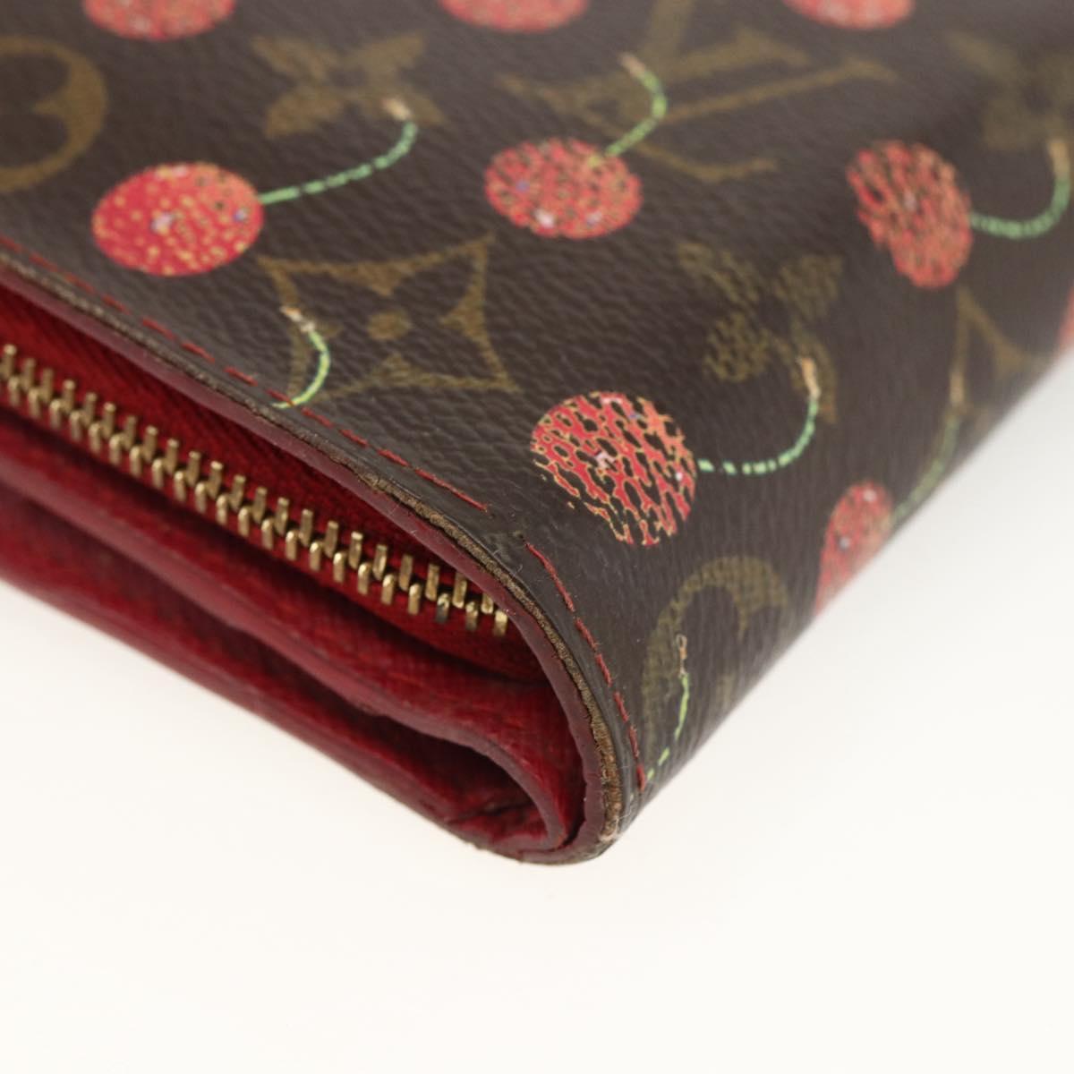 LOUIS VUITTON Monogram Cherry Compact zip Bifold Wallet M95005 LV Auth LNZ439