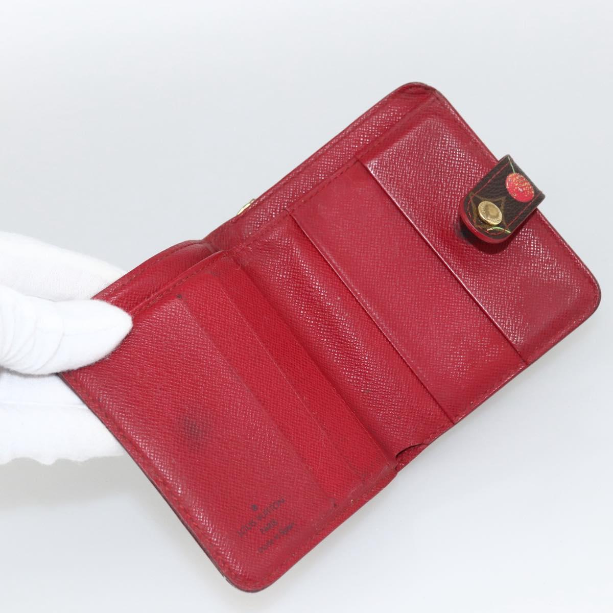 LOUIS VUITTON Monogram Cherry Compact zip Bifold Wallet M95005 LV Auth LNZ439
