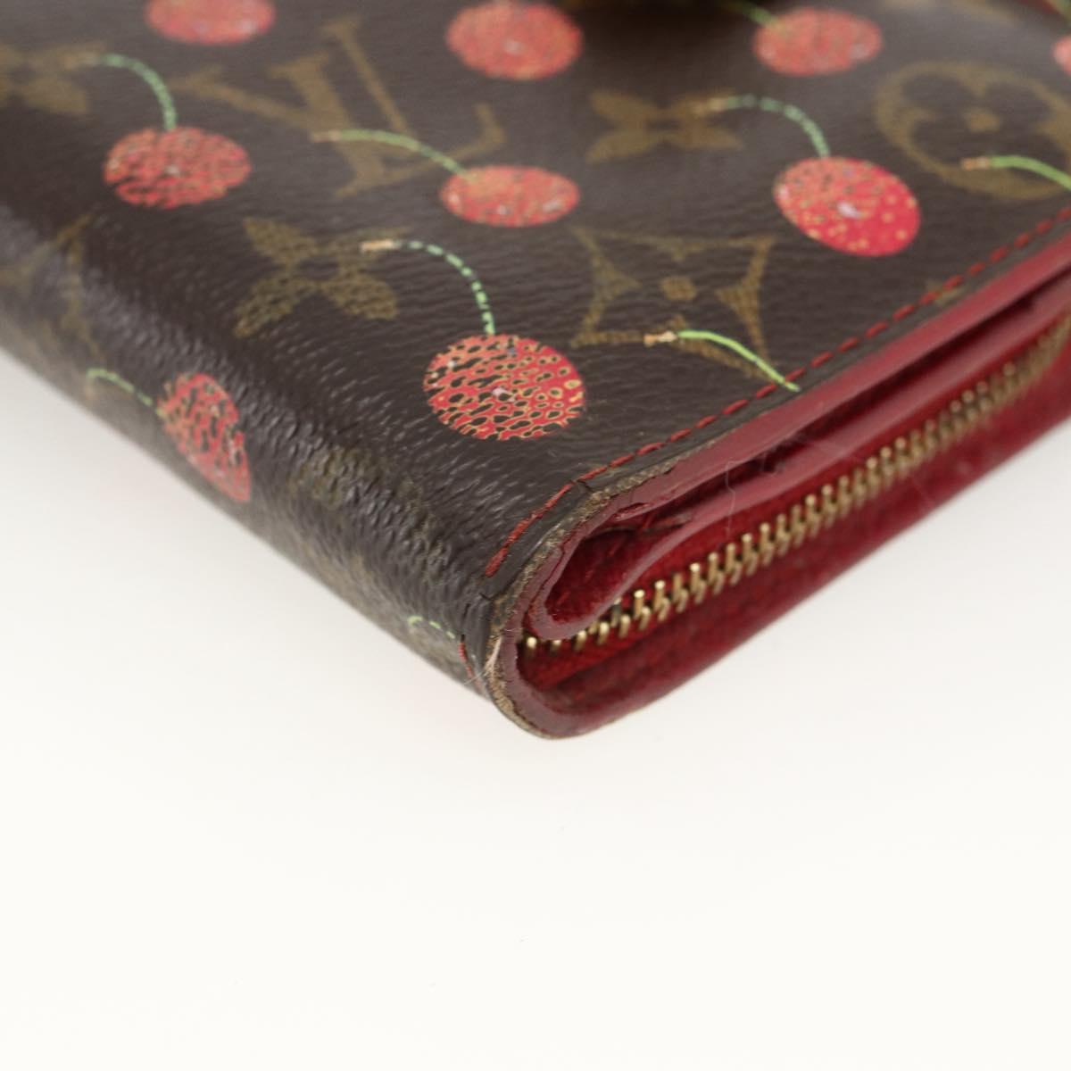 LOUIS VUITTON Monogram Cherry Compact zip Bifold Wallet M95005 LV Auth LNZ439