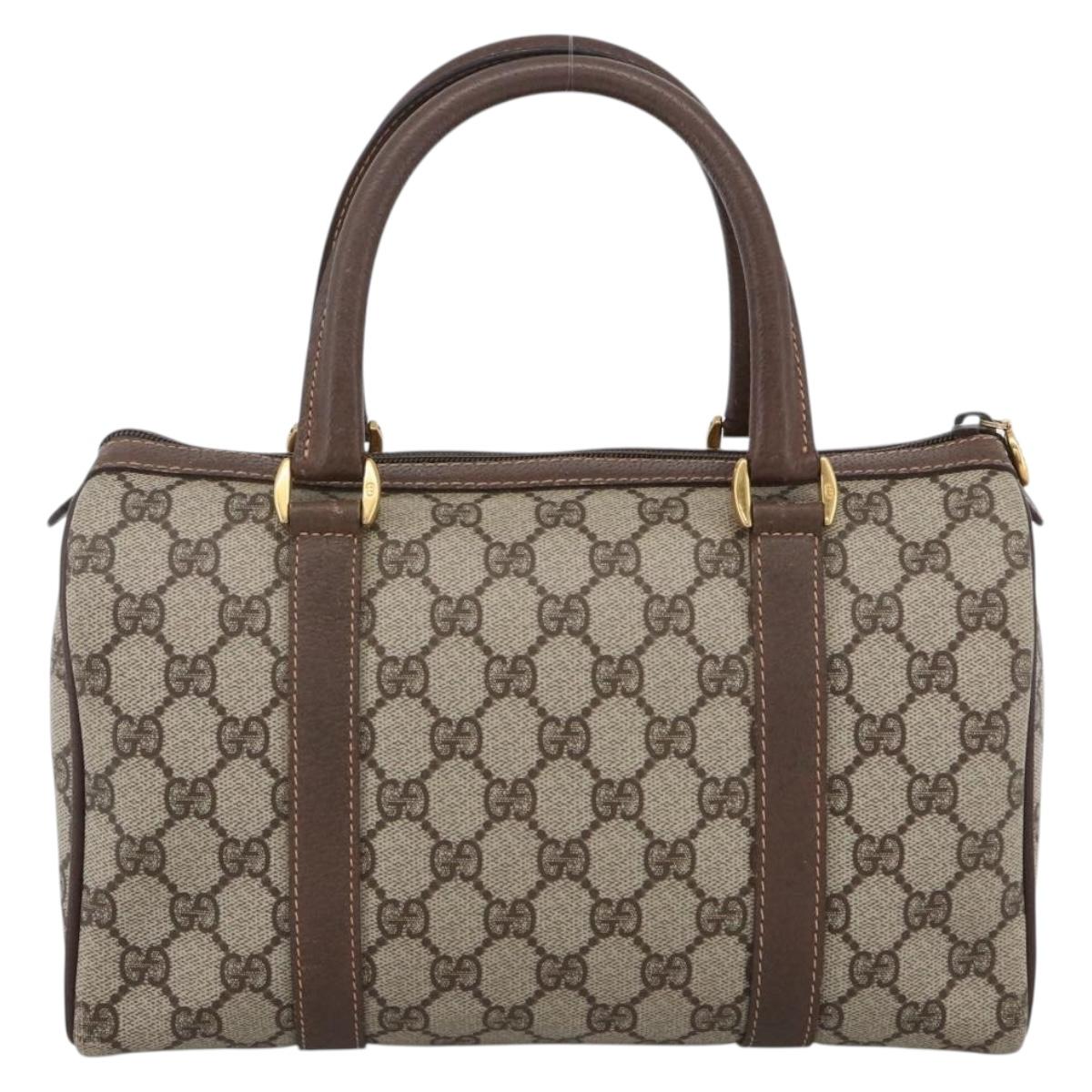 GUCCI GG Supreme Web Sherry Line Boston Bag PVC Beige Gold 40 02 006 Auth LNZ451