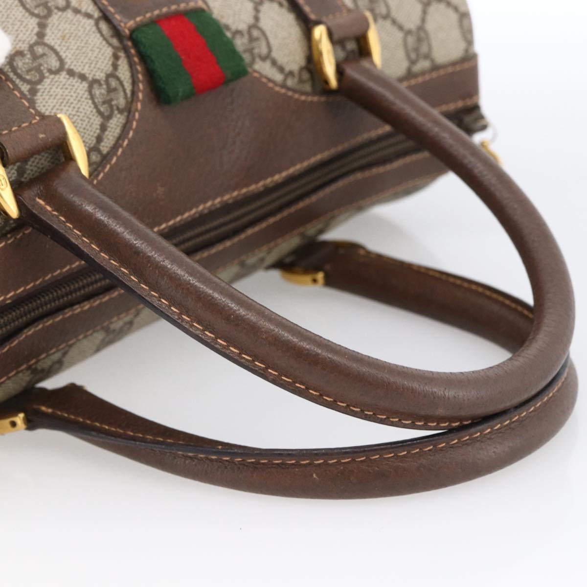 GUCCI GG Supreme Web Sherry Line Boston Bag PVC Beige Gold 40 02 006 Auth LNZ451