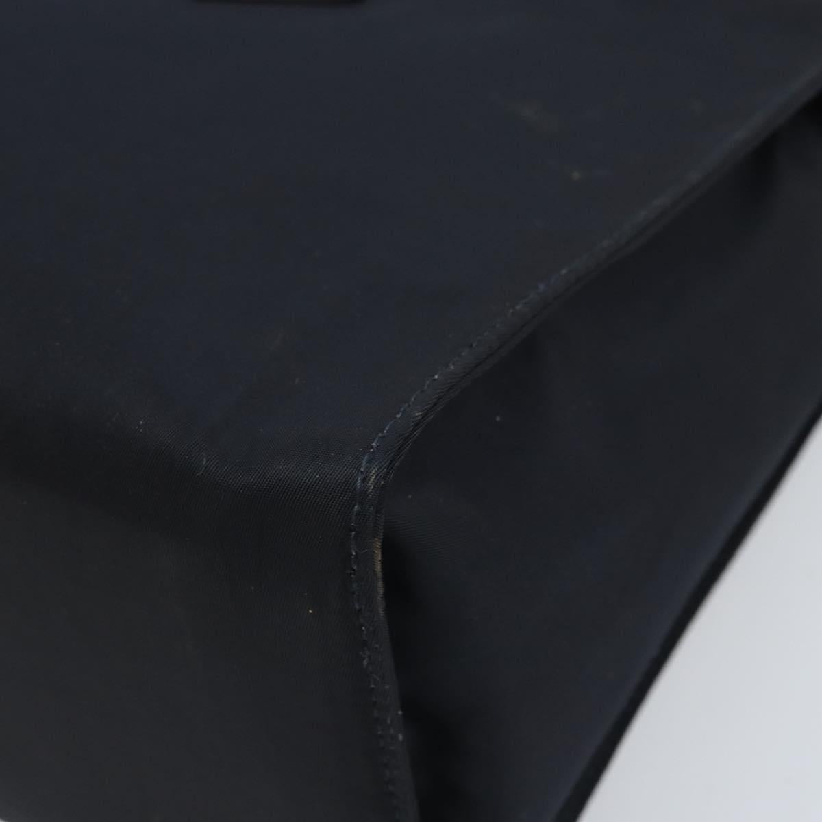 PRADA Metal Handle Hand Bag Nylon Black Gold Auth LNZ454V