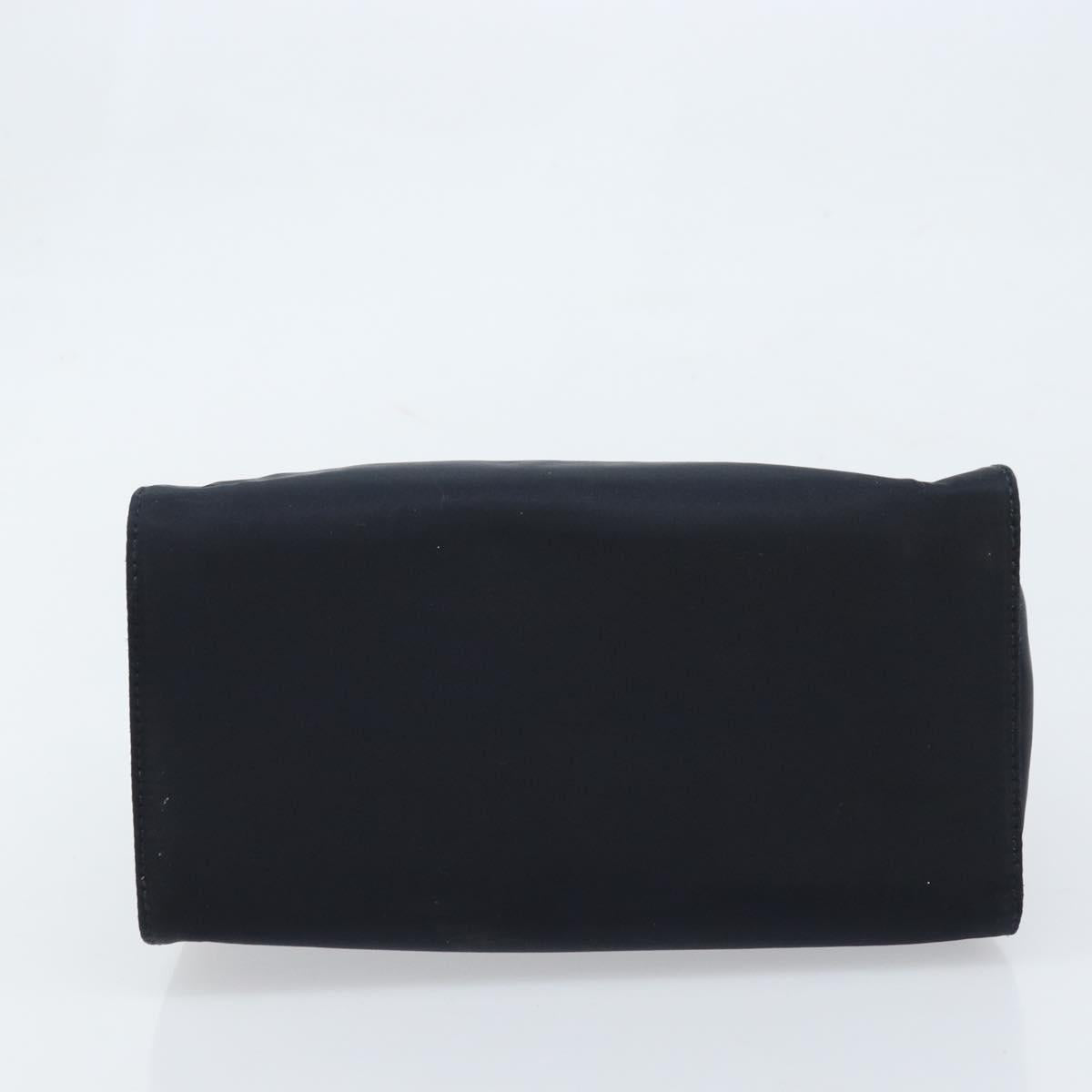 PRADA Metal Handle Hand Bag Nylon Black Gold Auth LNZ454V