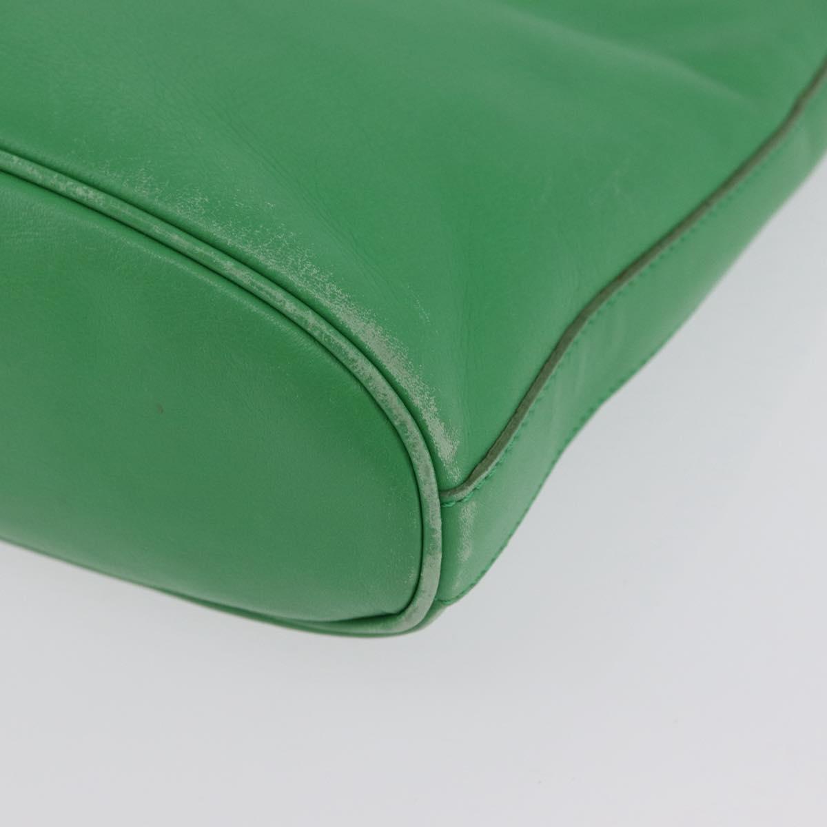 CELINE Shoulder Bag Leather Green Gold Auth LNZ455A