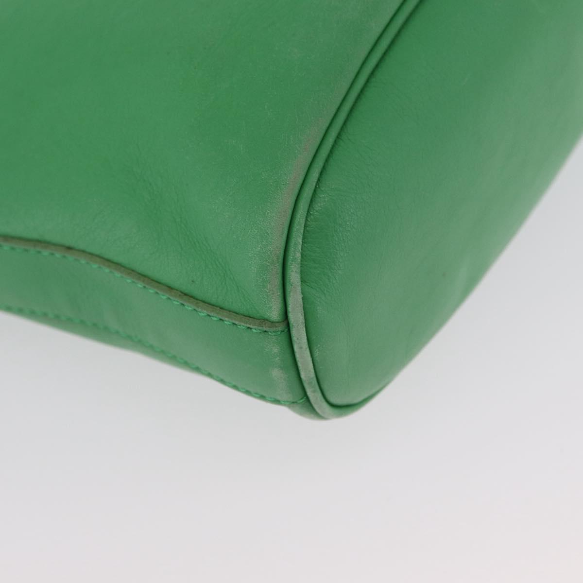 CELINE Shoulder Bag Leather Green Gold Auth LNZ455A