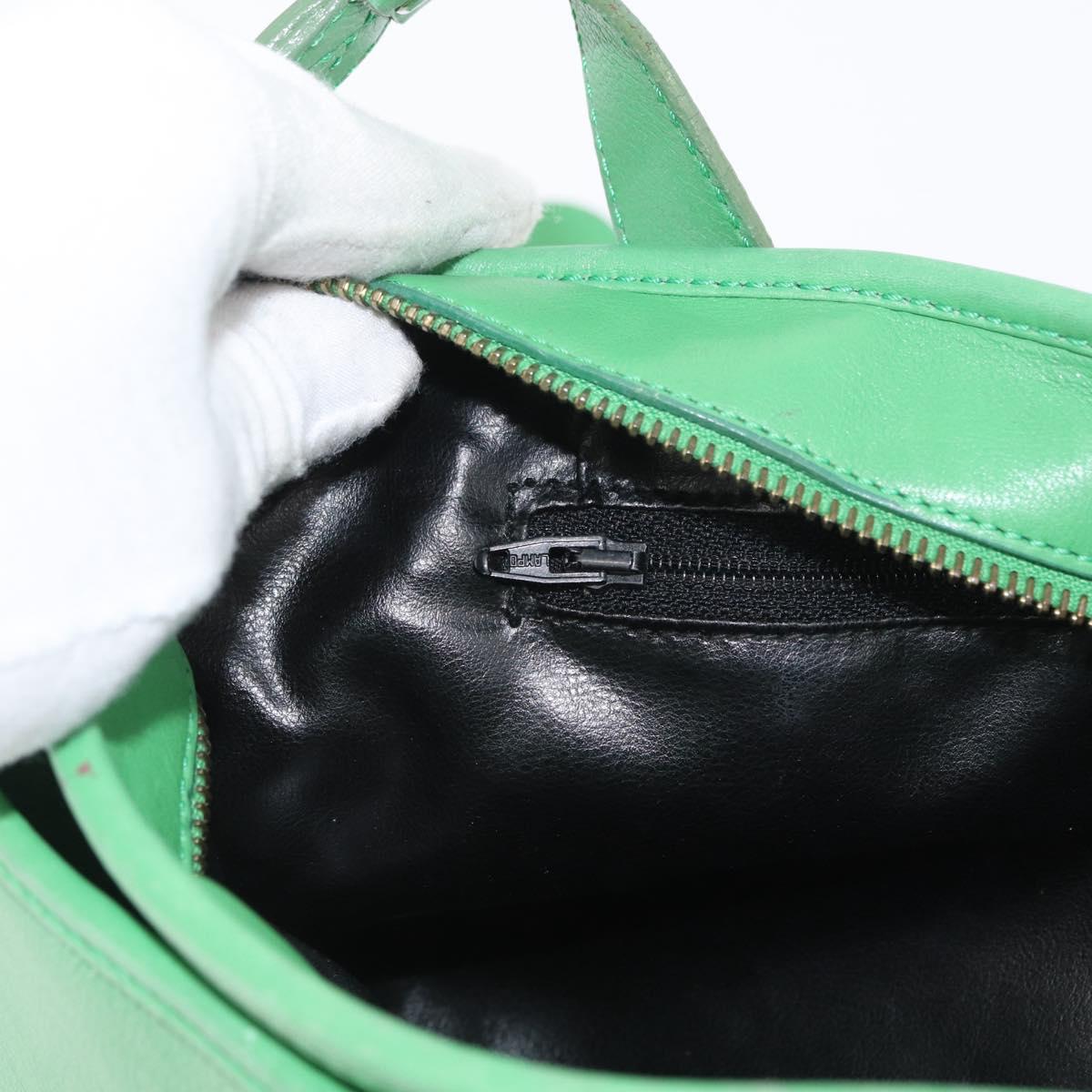 CELINE Shoulder Bag Leather Green Gold Auth LNZ455A