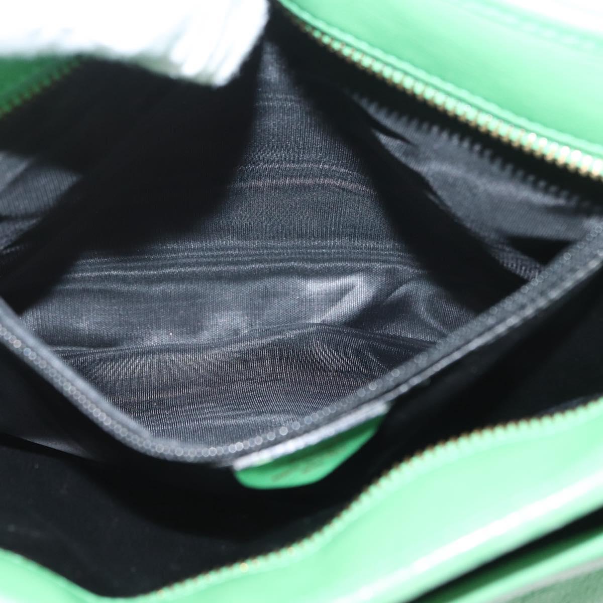 CELINE Shoulder Bag Leather Green Gold Auth LNZ455A