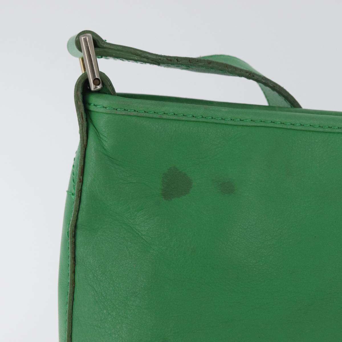 CELINE Shoulder Bag Leather Green Gold Auth LNZ455A