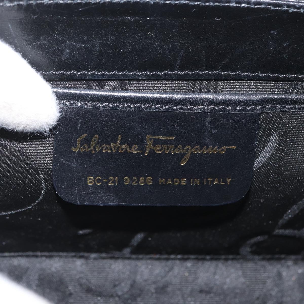 Salvatore Ferragamo Hand Bag Leather 2way Black Gold Auth LNZ457