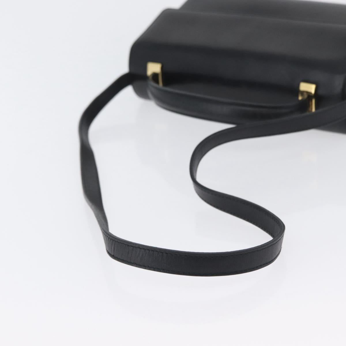 Salvatore Ferragamo Hand Bag Leather 2way Black Gold Auth LNZ457