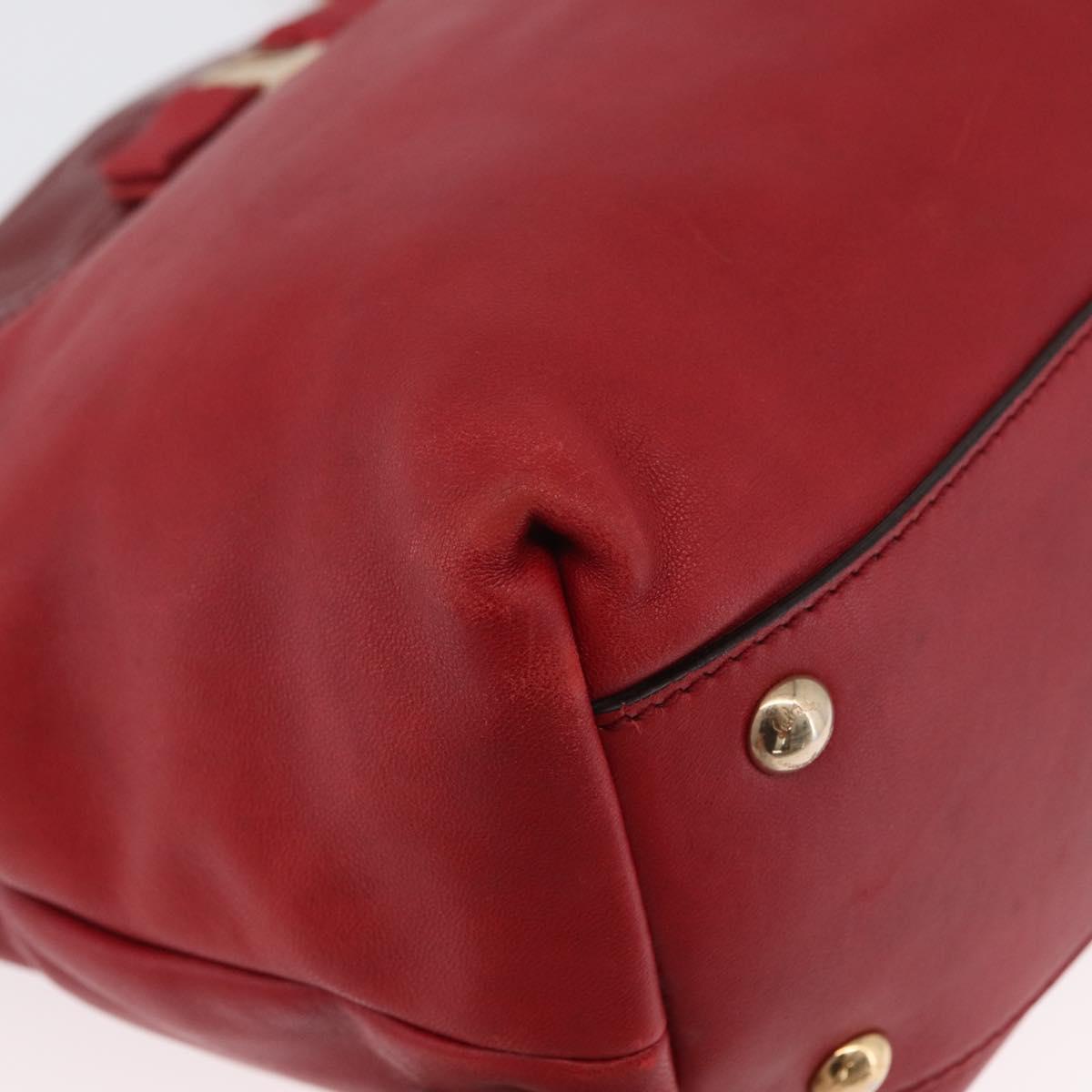 Salvatore Ferragamo Vala Tote Bag Leather Red Gold Auth LNZ476