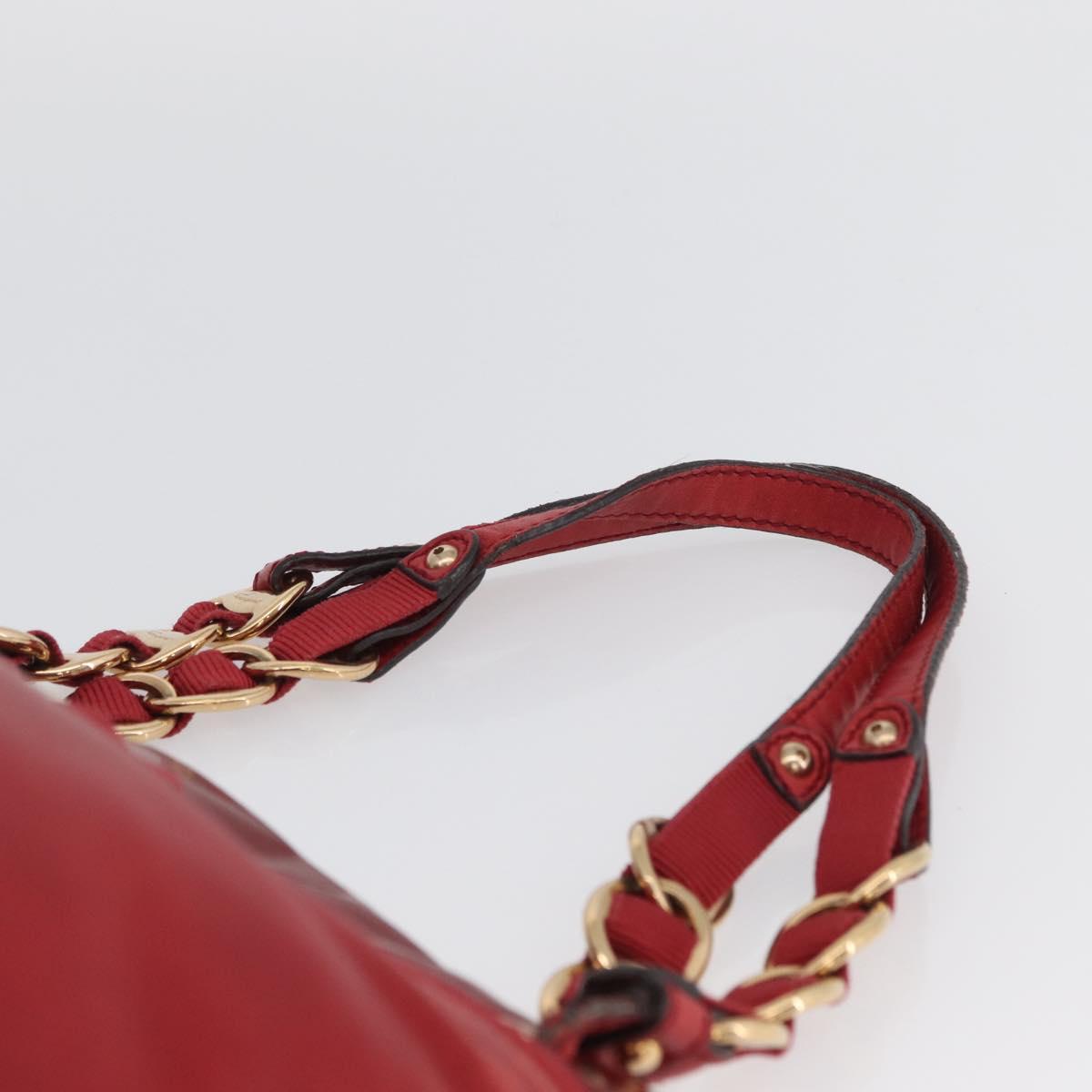 Salvatore Ferragamo Vala Tote Bag Leather Red Gold Auth LNZ476
