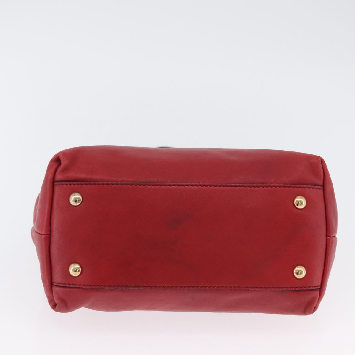 Salvatore Ferragamo Vala Tote Bag Leather Red Gold Auth LNZ476