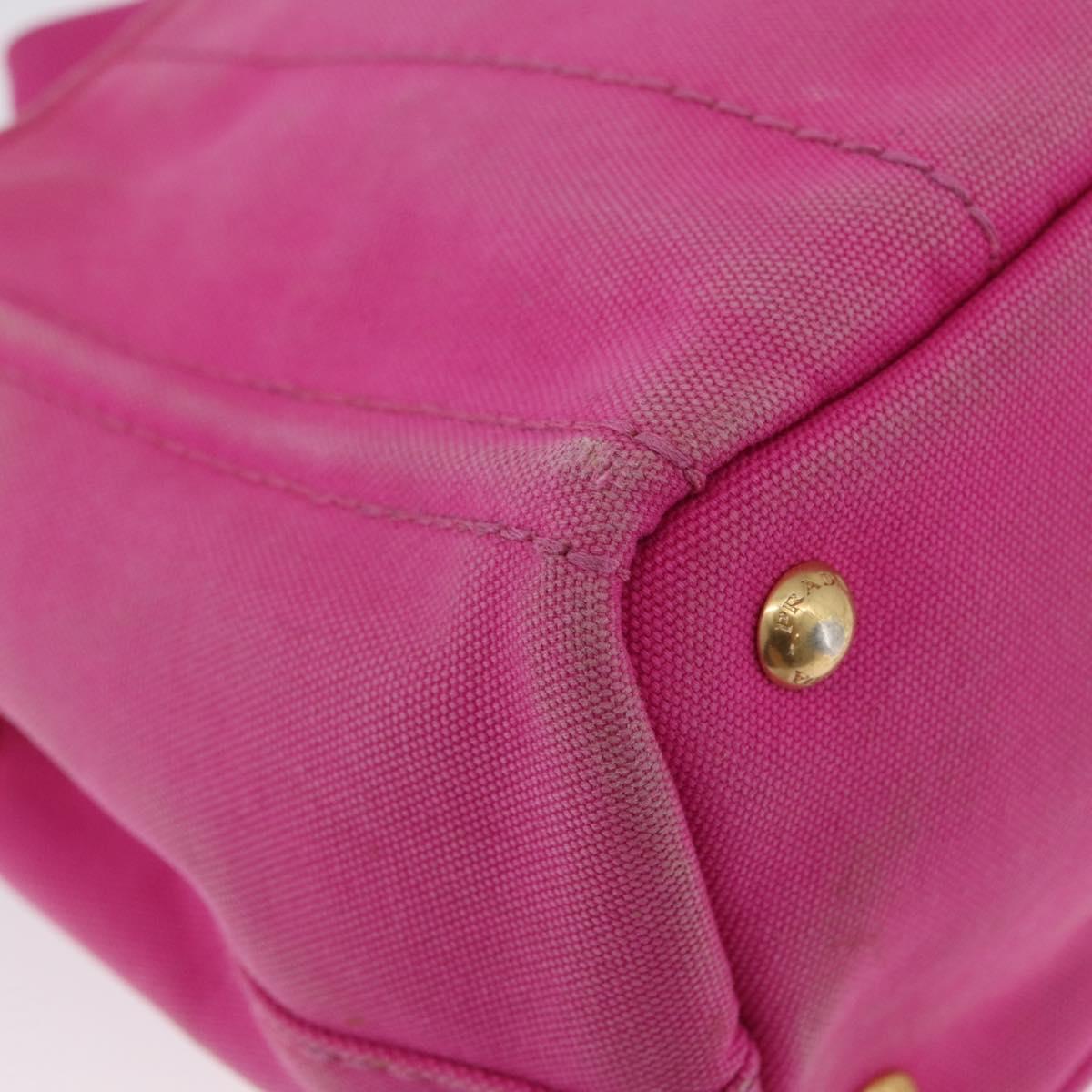 PRADA Canapa PM Hand Bag Canvas 2way Pink Gold Auth LNZ478