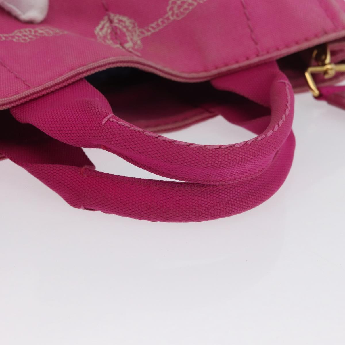 PRADA Canapa PM Hand Bag Canvas 2way Pink Gold Auth LNZ478