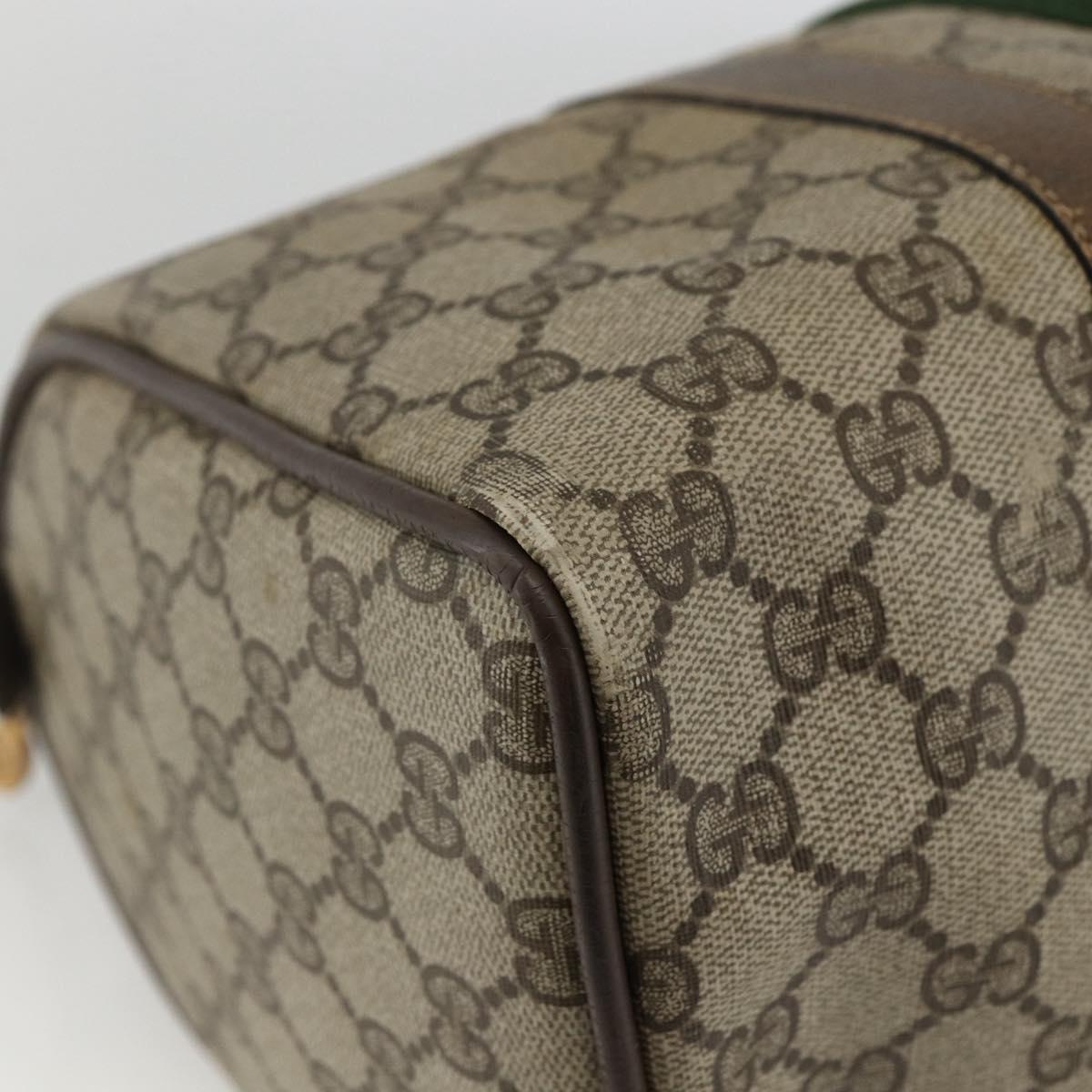 GUCCI GG Supreme Web Sherry Line Boston Bag PVC Beige Gold 58 02 007 Auth LNZ480