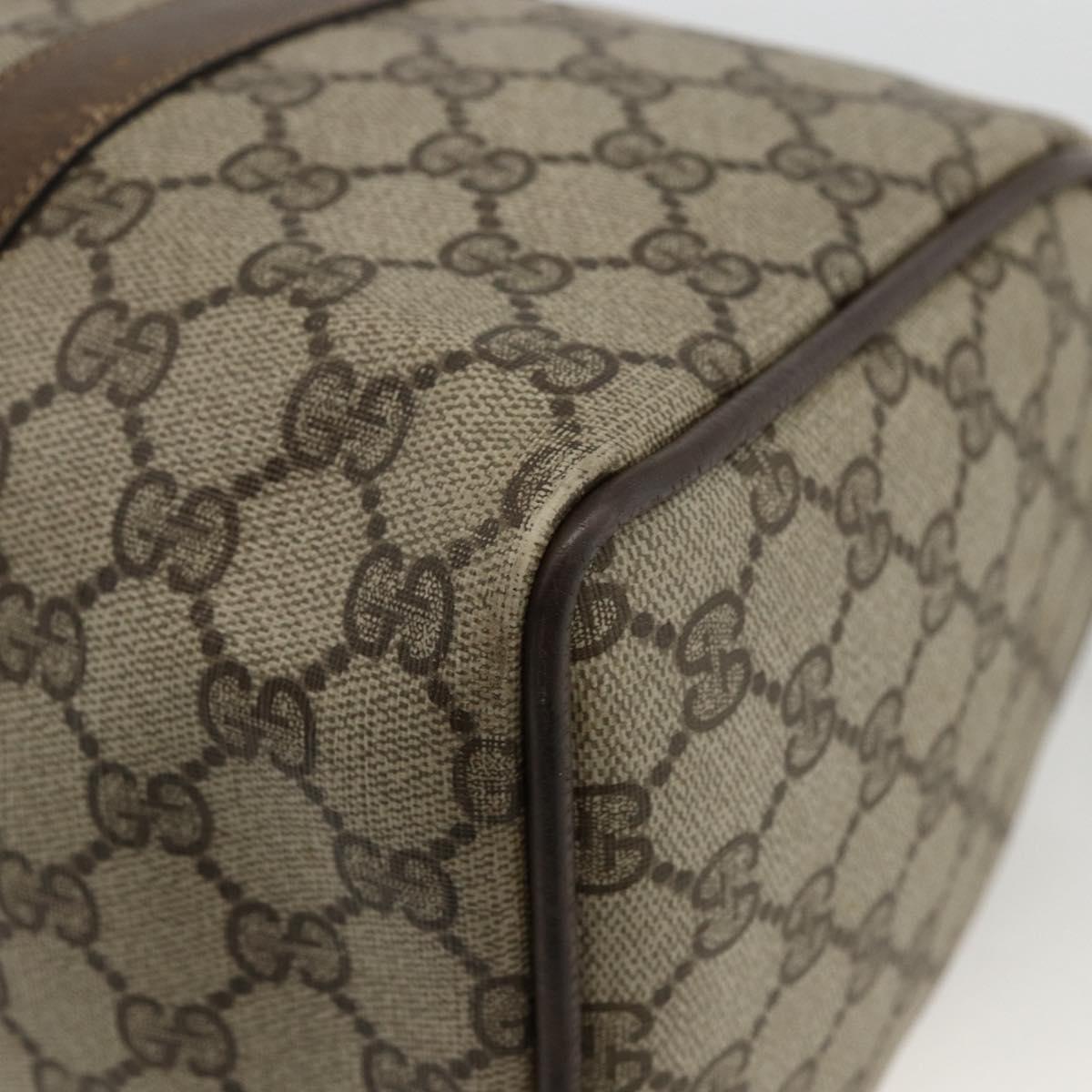 GUCCI GG Supreme Web Sherry Line Boston Bag PVC Beige Gold 58 02 007 Auth LNZ480