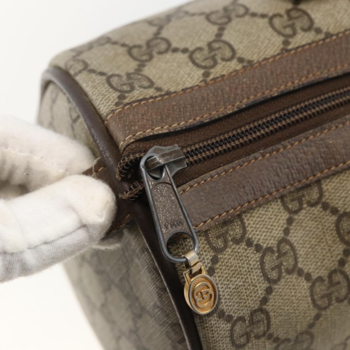 GUCCI GG Supreme Web Sherry Line Boston Bag PVC Beige Gold 58 02 007 Auth LNZ480