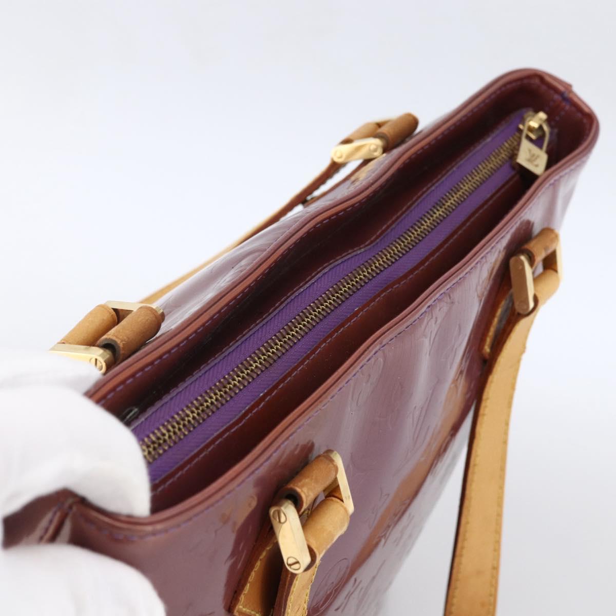 LOUIS VUITTON Monogram Vernis Houston Hand Bag Purple Viole M91093 Auth LNZ484