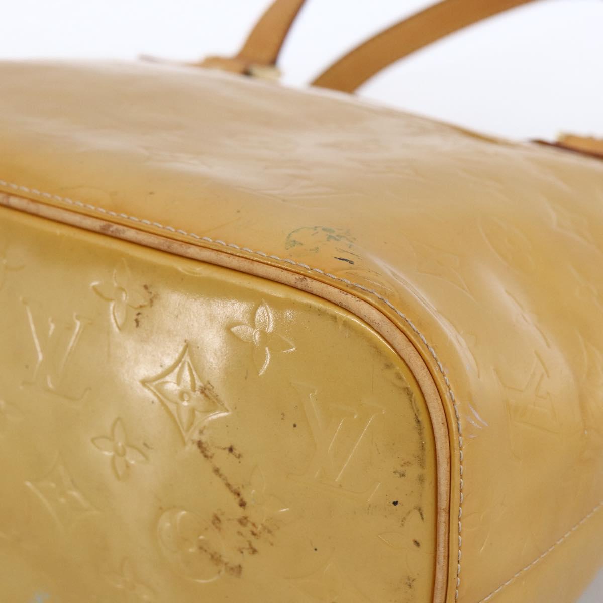 LOUIS VUITTON Monogram Vernis Houston Hand Bag Beige M91004 LV Auth LNZ488